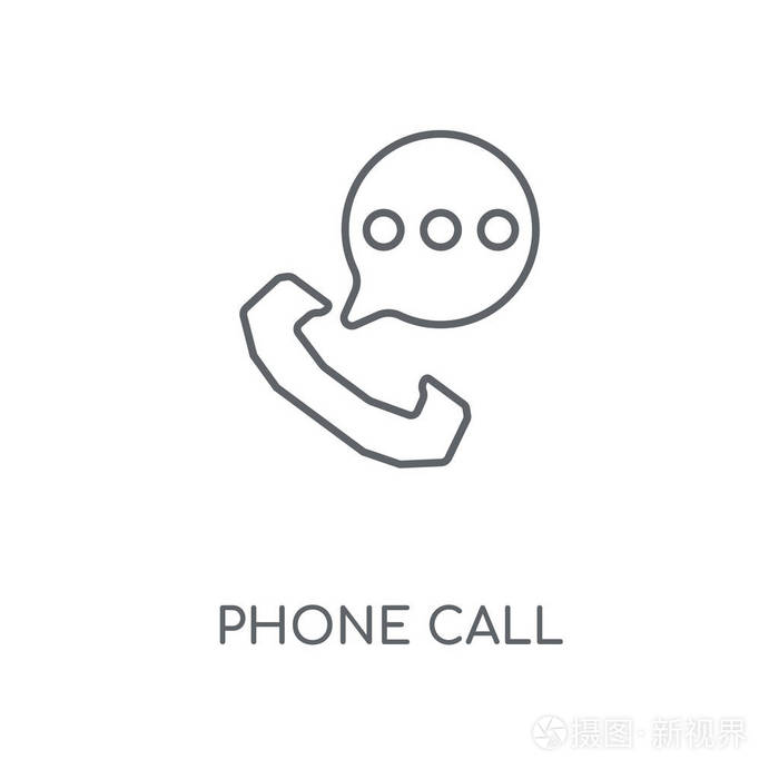 电话呼叫线性图标.电话呼叫概念笔画符号设计.