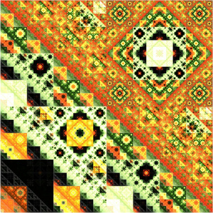 抽象的对称分形方形炫彩花纹图片