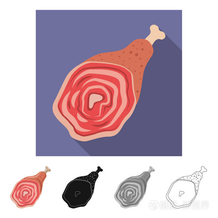 肉和火腿标志的向量例证.收集肉类和烹饪股票符号的网站