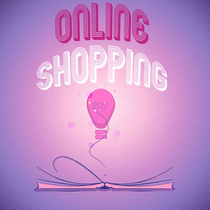 手写文字写在线购物。概念意义允许消费者通过互联网购买商品