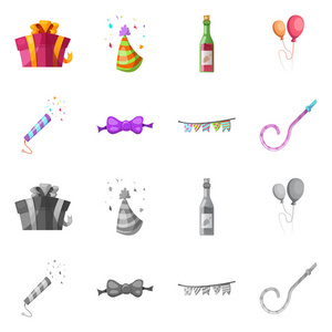 党和生日标志的矢量设计。网上聚会和庆典股票符号的收集
