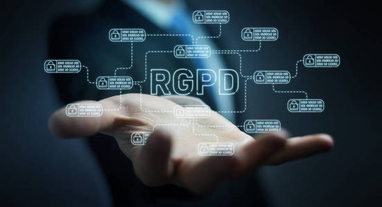 模糊背景下的商人 Gdpr 法律界面保护他的数据