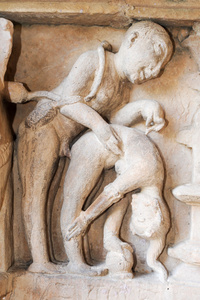 克久拉霍神庙的艺术品的细节
