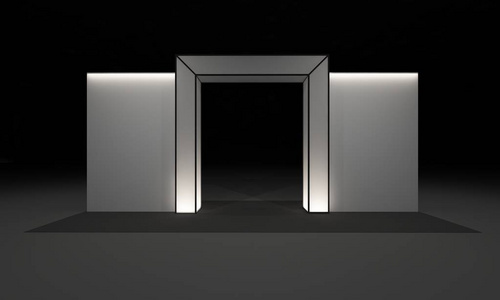 3d. 门入口展位展示设计理念室内插图的绘制