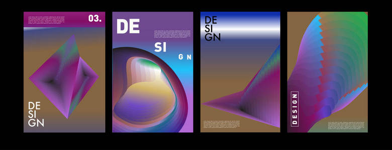 彩色抽象液体和流体海报和封面设计。最小几何图案渐变背景