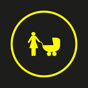 母亲站在婴儿马车的向量图标