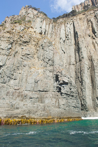 陡峭的悬崖在海洋海岸塔斯马尼亚砺岛
