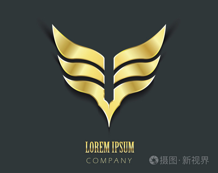 金色的翅膀矢量图形符号