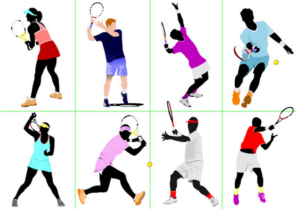 网球运动员。彩色的矢量插画设计师
