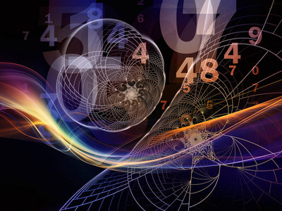 数学的现实系列。数学教育科学学科数字灯光分形模式的背景设计