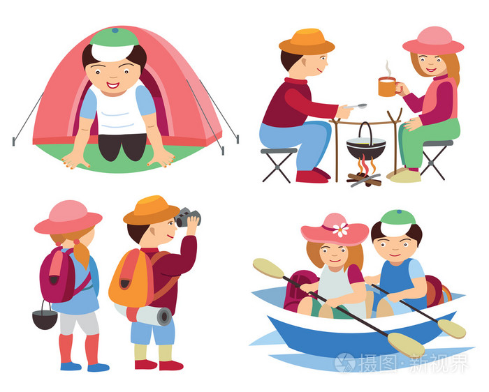 游客旅游(矢量插图集)