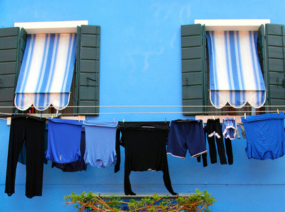 蓝色的房子，布拉诺岛，意大利