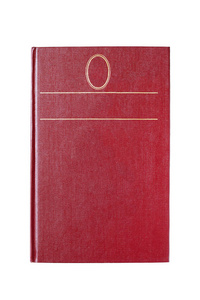 用空白的红色镀金的盖子被隔绝的书在白色