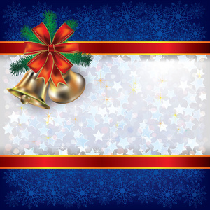 圣诞背景与魔铃和礼品丝带