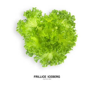 创意布局生菜 frillice 冰山叶子沙拉查出的白色背景与裁剪路径