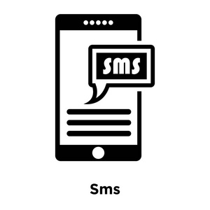 短信图标矢量隔离在白色背景上, 标志概念的 sms 标志在透明背景下, 填充黑色符号