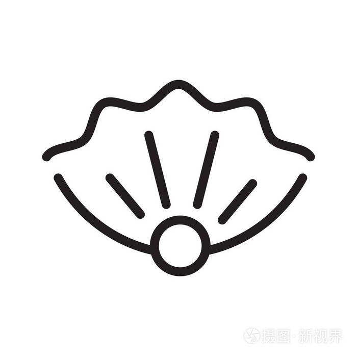 在白色背景蛤蜊标志线分离的蛤图标向量