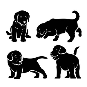 拉布拉多小狗单色图标集