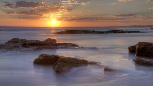 在澳大利亚 birubi 海滩日落