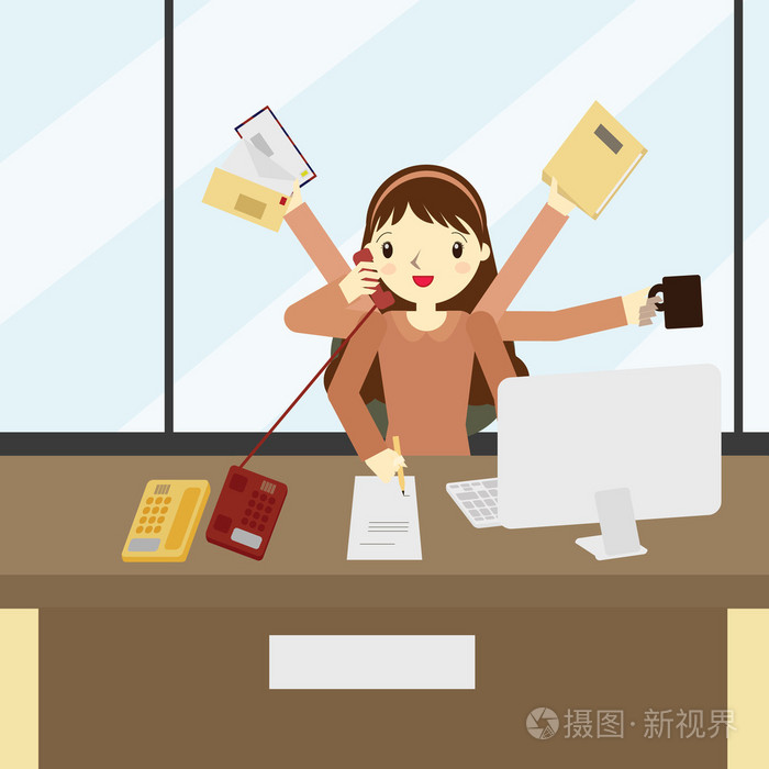 女秘书硬工作图标伟大的任何使用矢量eps10
