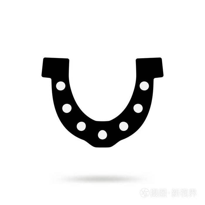 简单的黑色马蹄矢量图标被隔离在白色背景马鞋剪影作为国际吉祥符号