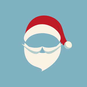 圣诞的帽子和胡子蓝色背景