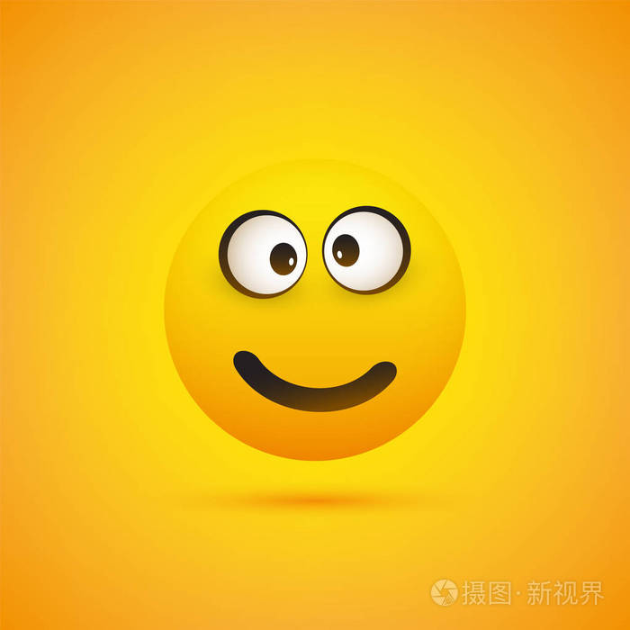 微笑emoji 表情-黄色背景矢量设计中的简单闪亮快乐图