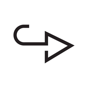 白色 backgr 上的右箭头图标矢量符号和符号