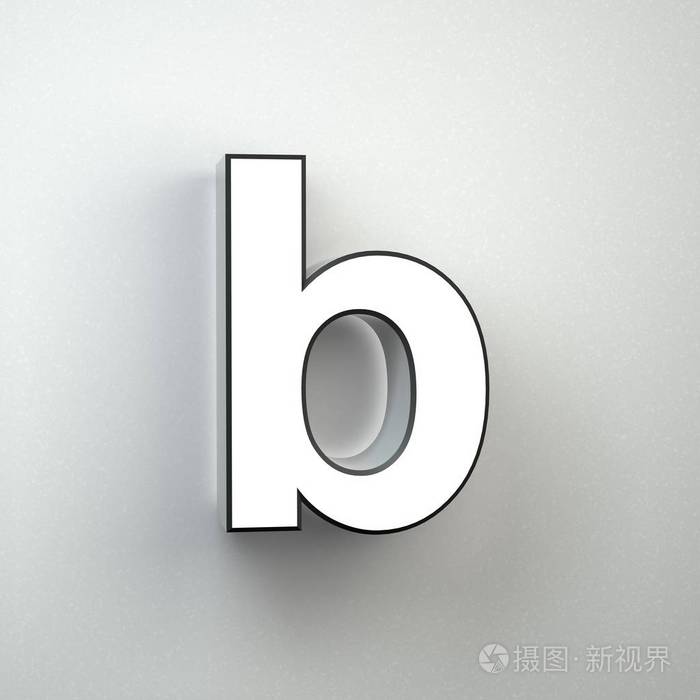 墙上符号字母 b 小写隔离在白色墙壁上