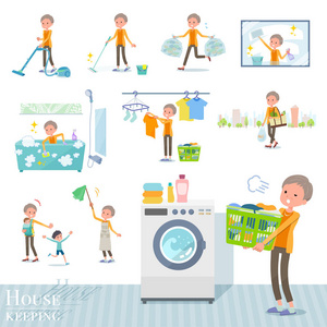 一组与家务有关的老妇人, 如清洁和洗衣。有各种各样的行动, 例如养育孩子。它的矢量艺术, 所以它很容易编辑