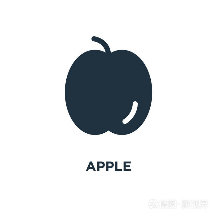 黑色填充矢量图.白色背景上的苹果符号.可用于网络和移动