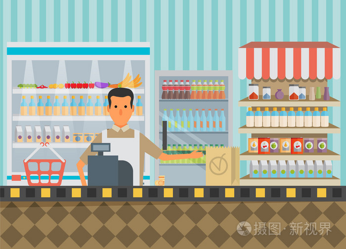 超市店员插画-正版商用图片0b5pyc-摄图新视界