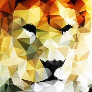 抽象的矢量绘图的狮子的头组成的三角形