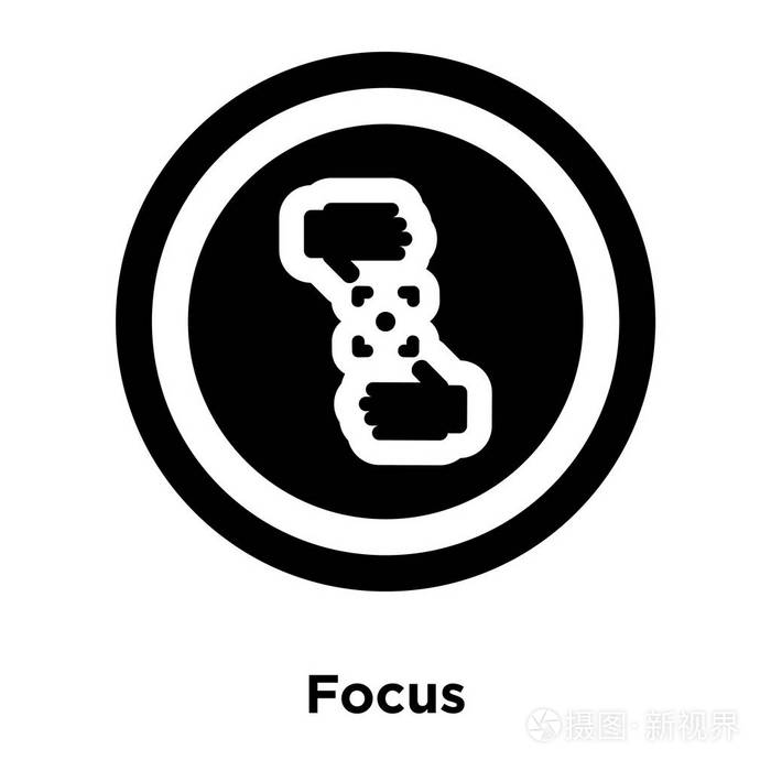 焦点图标向量被隔离在白色背景上, 标志概念的焦点标志在透明背景