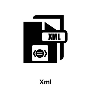 xml 图标矢量被隔离在白色背景上, 标志概念的 xml 符号在透明背景下, 填充黑色符号