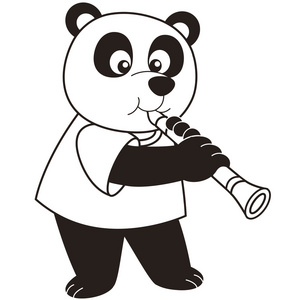 卡通熊猫演奏单簧管