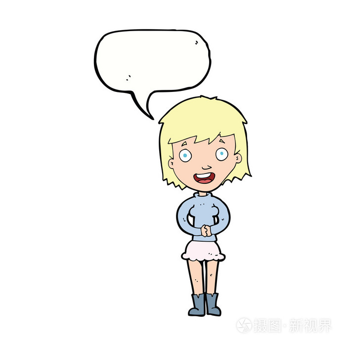 卡通与讲话泡泡很激动的女人