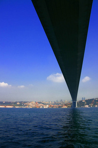 伊斯坦布尔博斯普鲁斯海峡第一洲际桥的景观