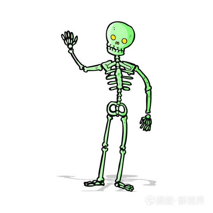 卡通挥舞着骨架