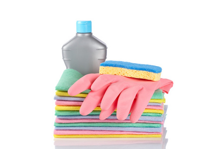 洗涤剂瓶 海绵和手套