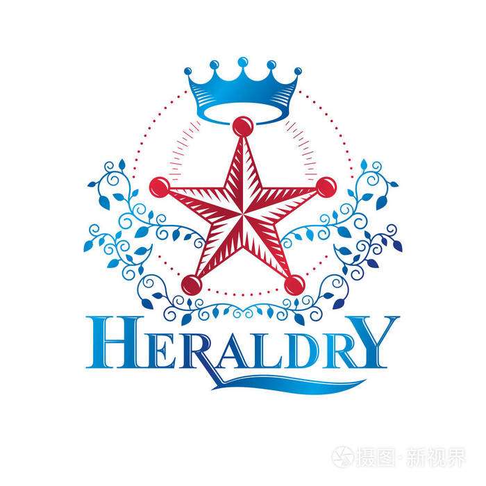 军事星徽 胜利奖象征用皇家冠和花卉装饰创造