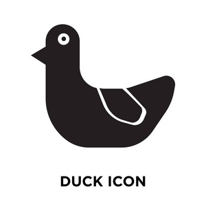 鸭图标矢量隔离在白色背景上, 标志概念的鸭子标志在透明背景, 充满黑色符号