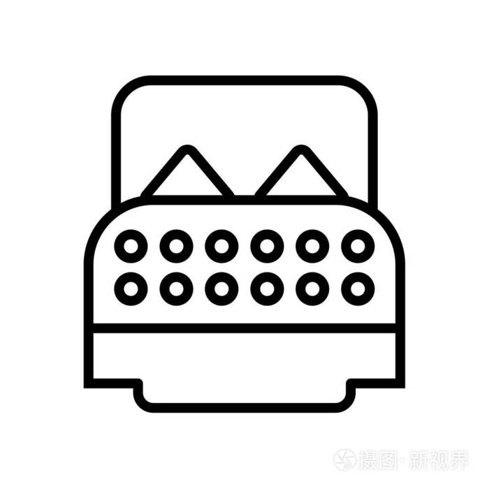 在白色背景床标志上隔离的床图标向量