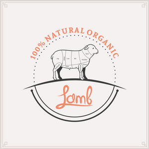 屠夫店 Logo，肉标签模板，羔羊削减图