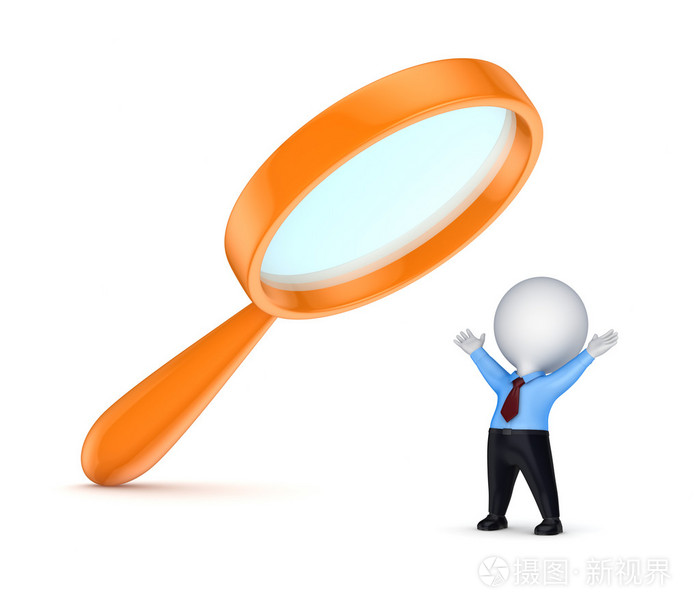 在放大镜下快乐 3d 小人