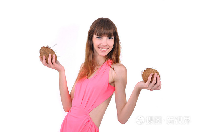 椰子的女孩照片-正版商用图片0bb738-摄图新视界