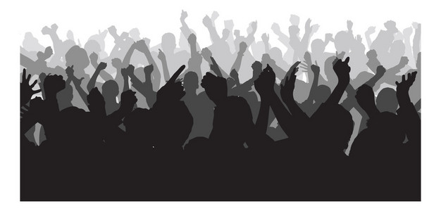 在音乐会期间举手的剪影人群图片