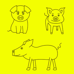 黄色背景线性样式三头猪的设置