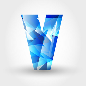 蓝色水晶字母 v