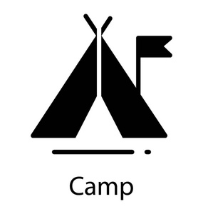 在地板上的小屋形状帐篷与门像开幕描述旅行和冒险营地